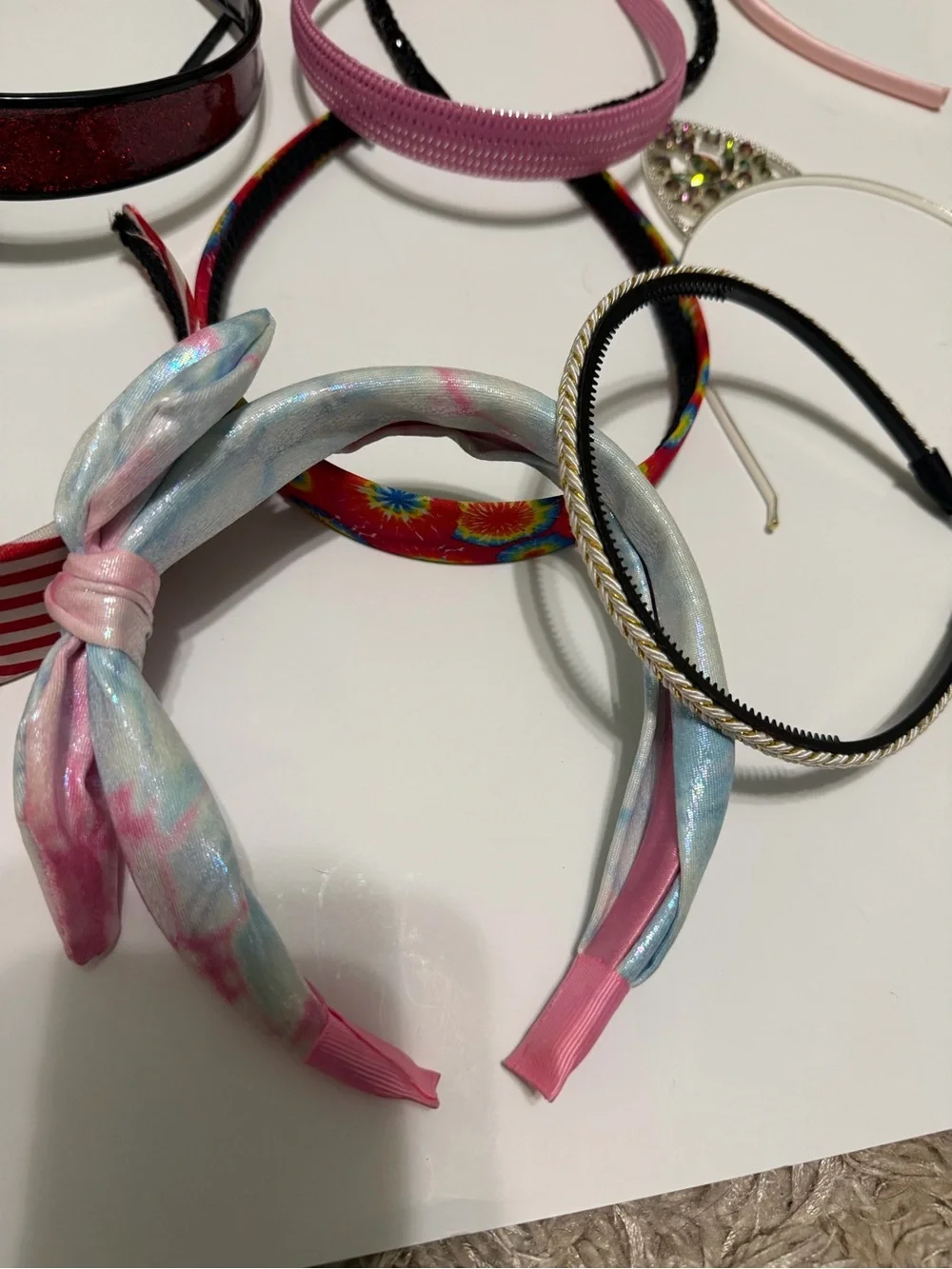 Head bands large lot variety of colors sparkly unicorn etc